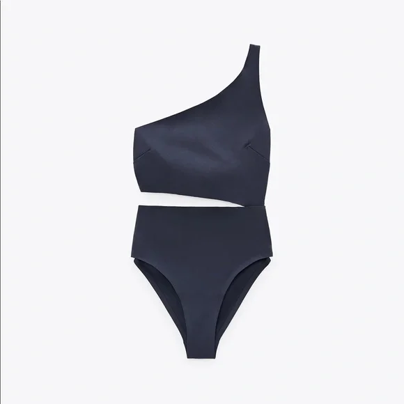 NWT. Zara Gray Cut-out Laser Cut Swimsuit. Size S. - Picture 6 of 12